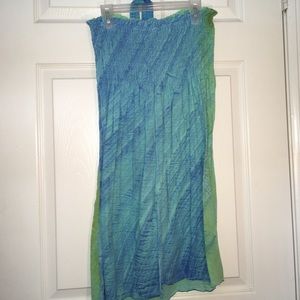 Blue and green Strapless dress